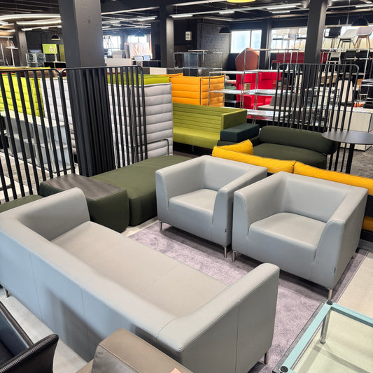 SMV 3er-Sofa & Sessel Lounge-Set Leder