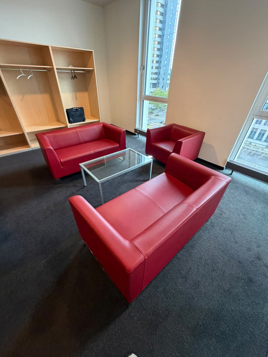 SMV Lounge-Set – Vierteilige Sitzgruppe in Rot inklusive Glastisch