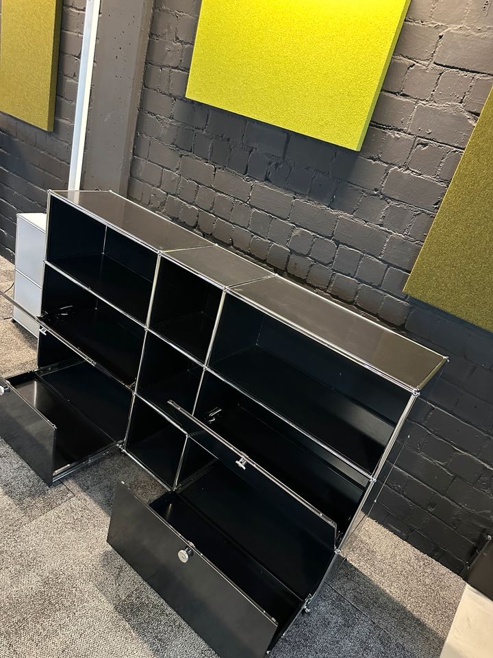 Sideboard Graphitschwarz, 9 Fächer, 187×109 cm