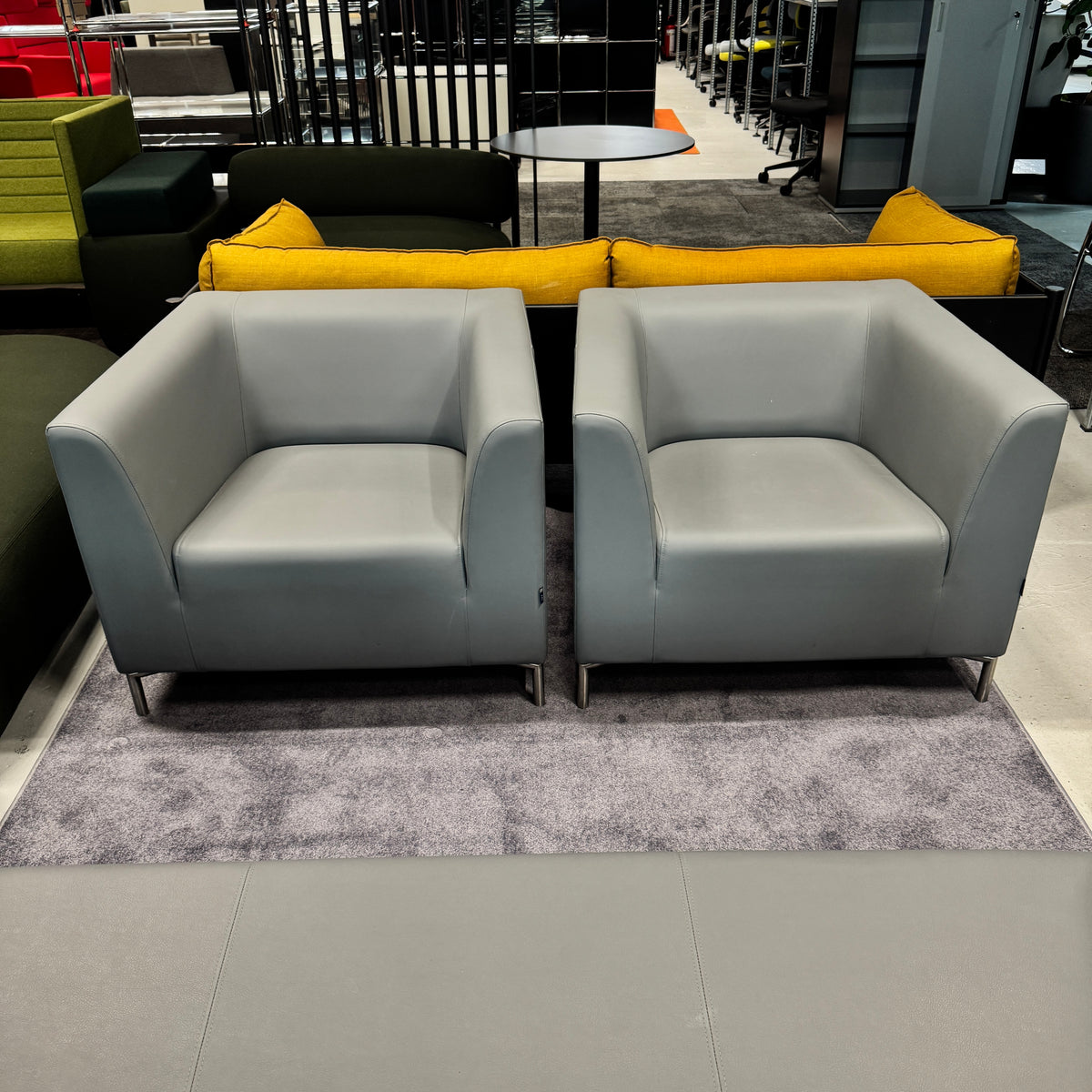SMV 3er-Sofa & Sessel Lounge-Set Leder