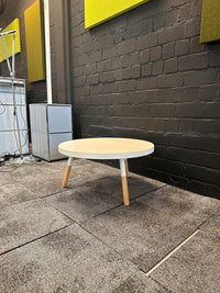 Runder Couchtisch, Ø 80 cm, Weiß/Holz