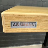 ASSMANN Mobiler Stehtisch – Höhenverstellbar 72–115 cm – Holzoptik – Schwarz – Auf Rollen
