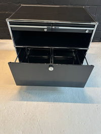 Doppelrollcontainer Schwarz, 2 Schubladen + Auszug, 77×68 cm