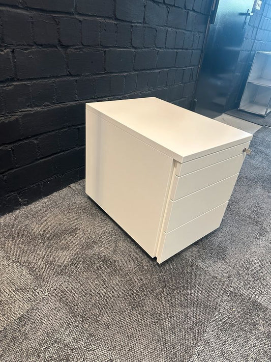Rollcontainer Weiß, 4 Schubladen, abschließbar