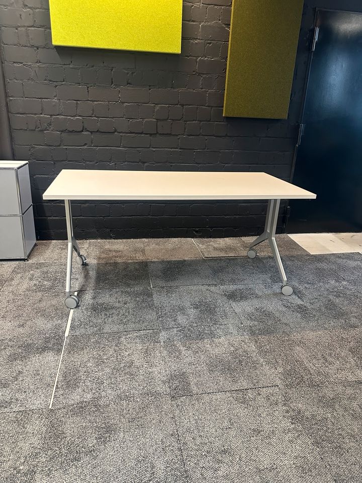 Klapptisch Seminartisch auf Rollen, 180×80 cm, Weiß
