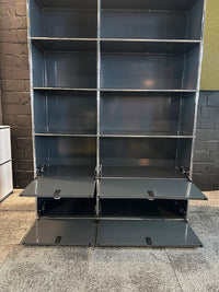 Highboard Anthrazit, 3 offene Fächer + 2 Klapptüren, 126×180 cm