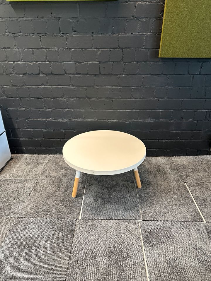 Runder Couchtisch, Ø 80 cm, Weiß/Holz