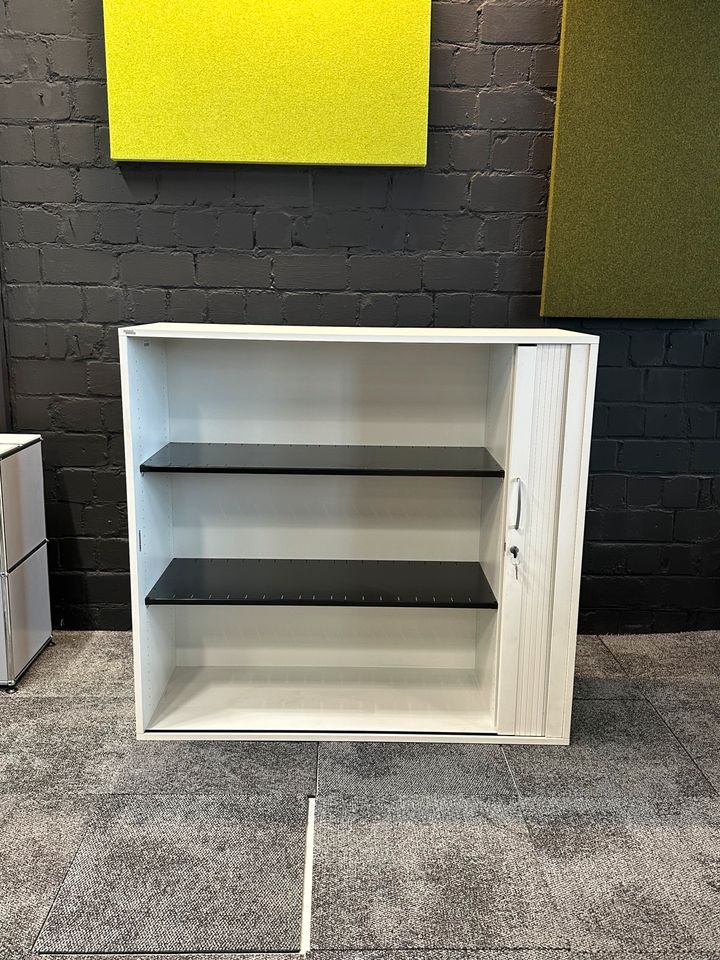 Sideboard Querrollladen Weiß, 120×112 cm, 3 OH