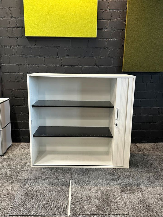 Sideboard Querrollladen Weiß, 120×112 cm, 3 OH