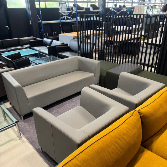 SMV 3er-Sofa & Sessel Lounge-Set Leder
