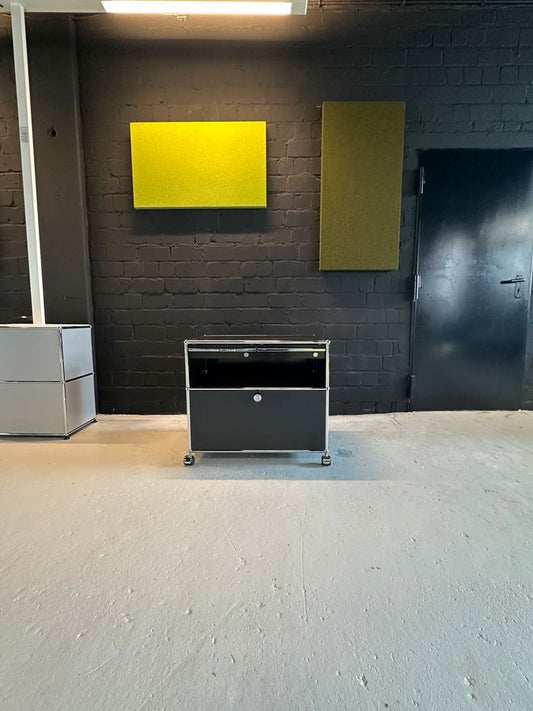 Doppelrollcontainer Schwarz, 2 Schubladen + Auszug, 77×68 cm