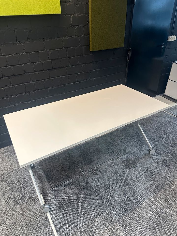 Klapptisch Seminartisch auf Rollen, 180×80 cm, Weiß