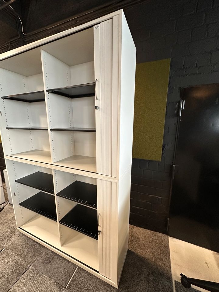 Sideboard Querrollladen mit Aufsatz Weiß, 160×232 cm, 6 OH