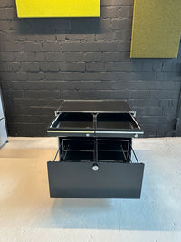 Doppelrollcontainer Schwarz, 2 Schubladen + Auszug, 77×68 cm