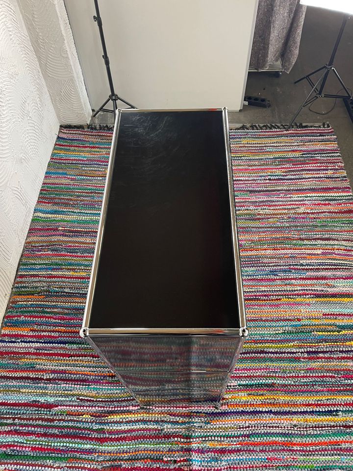 Sideboard Schwarz, 3 offene Fächer, 75×110 cm