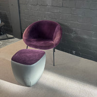 Walter Knoll 369-10 Design Sessel mit Seating Stones Hocker – Aubergine / Violett