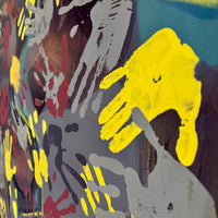 Krebs Illustration Gemälde Handabdrücke Violett/Blau, 100 × 100 cm