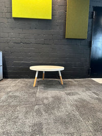 Runder Couchtisch, Ø 80 cm, Weiß/Holz