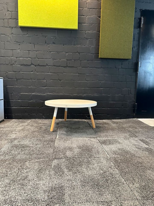 Runder Couchtisch, Ø 80 cm, Weiß/Holz