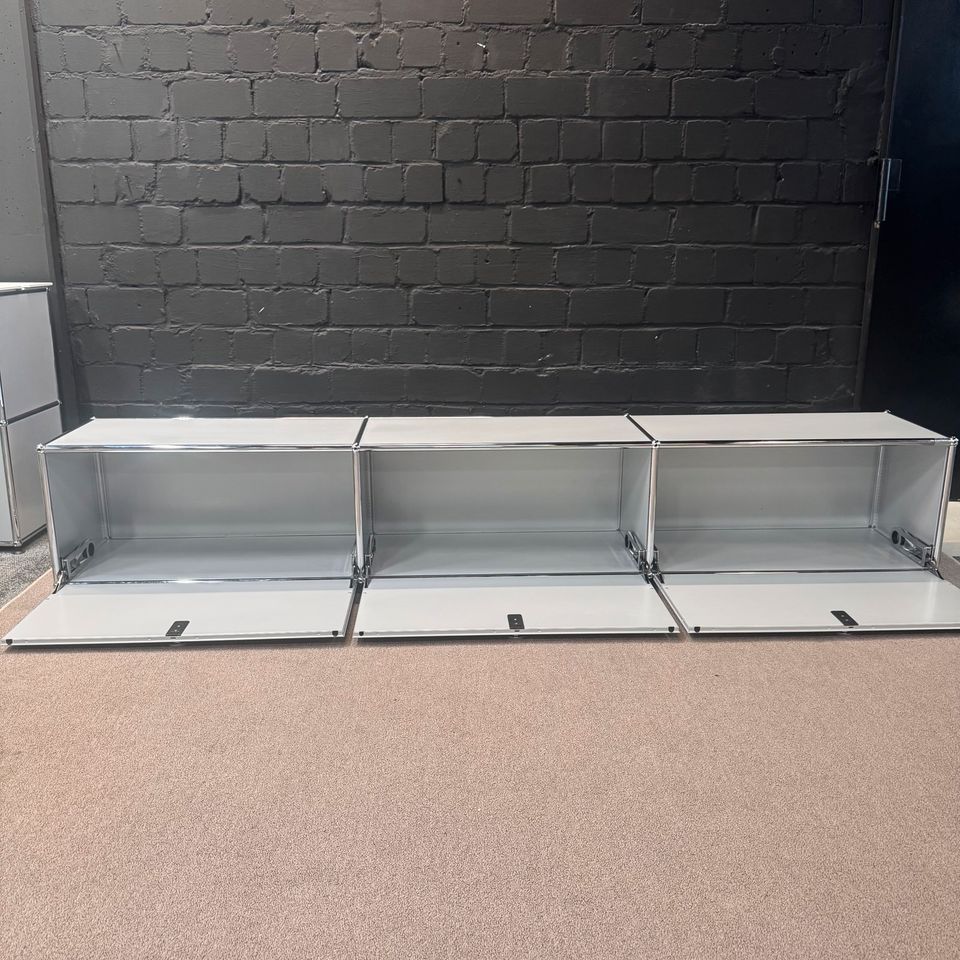 USM Haller Sideboard, Mattsilber, 3 Klappen