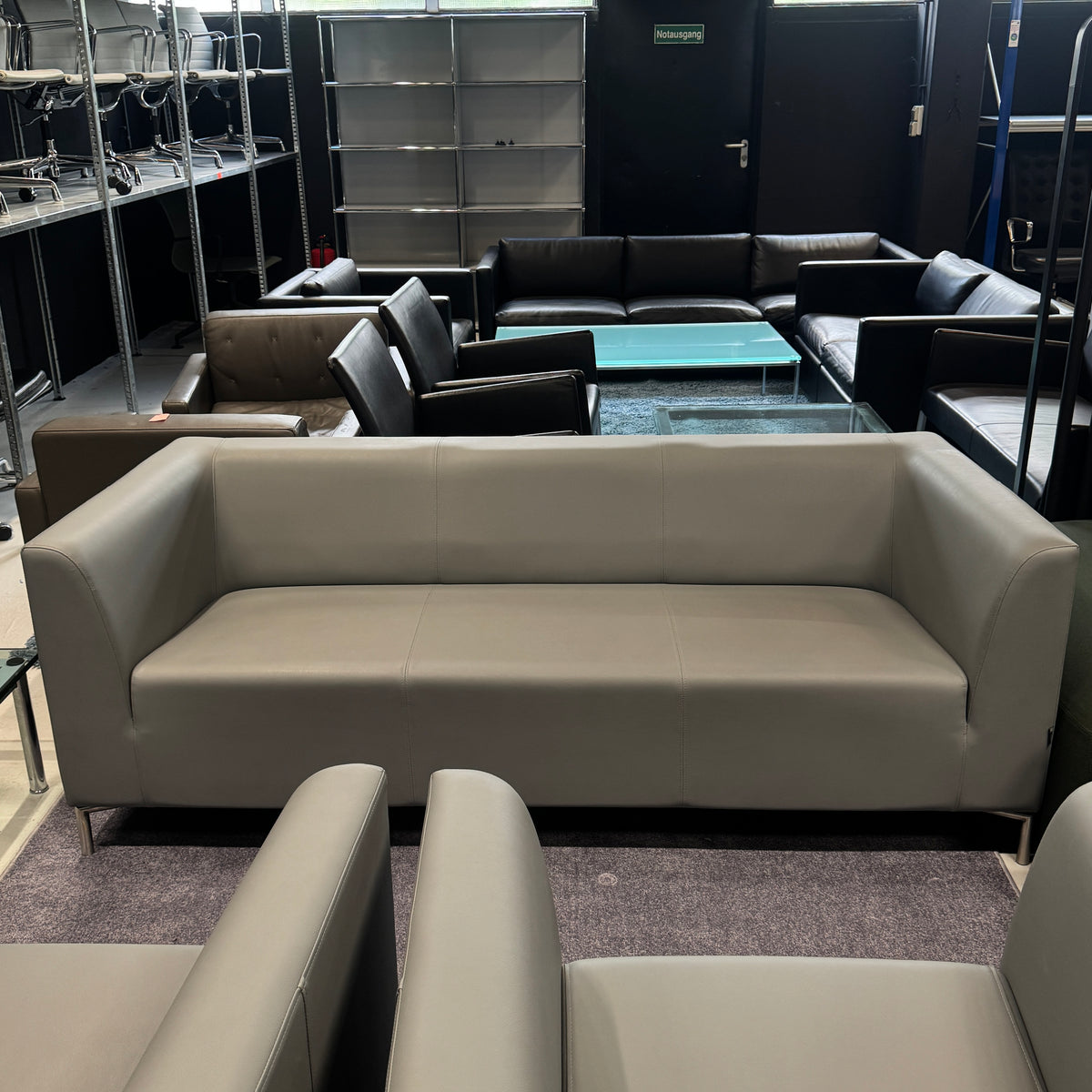 SMV 3er-Sofa & Sessel Lounge-Set Leder