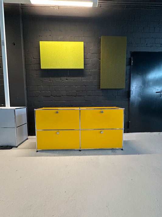 Sideboard Gelb, 4 Klapptüren, 152×72 cm