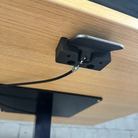 ASSMANN Mobiler Stehtisch – Höhenverstellbar 72–115 cm – Holzoptik – Schwarz – Auf Rollen