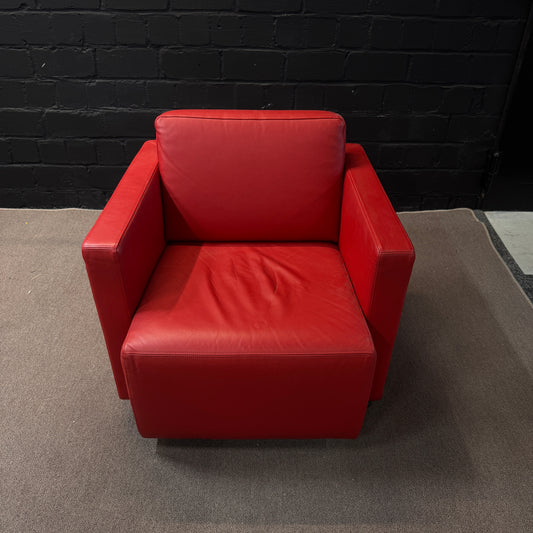 Walter Knoll Clubsessel / Sessel (Rot / Leder)
