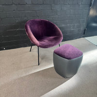 Walter Knoll 369-10 Design Sessel mit Seating Stones Hocker – Aubergine / Violett