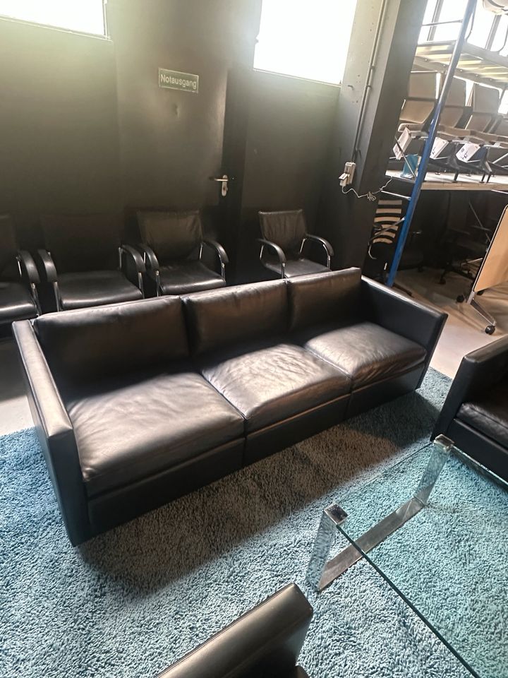 Pfister Sofa-Set 1-2-3er Leder Schwarz