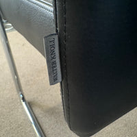 Walter Knoll Freischwinger – Konferenzstuhl aus schwarzem Leder mit Chromgestell