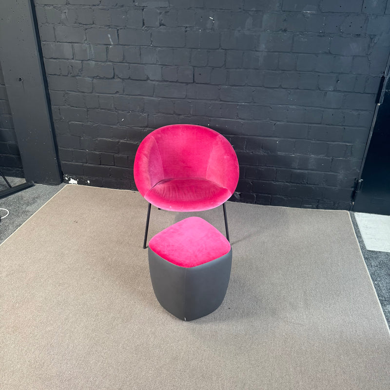 Walter Knoll 369-10 Design Sessel mit Seating Stones Hocker – Pink / Magenta