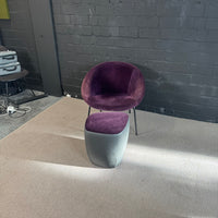 Walter Knoll 369-10 Design Sessel mit Seating Stones Hocker – Aubergine / Violett
