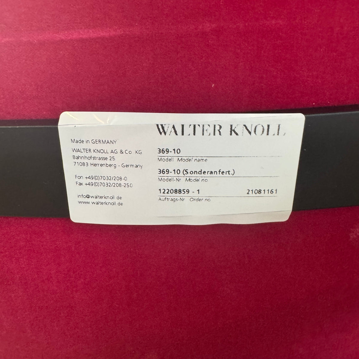 Walter Knoll 369-10 Design Sessel mit Seating Stones Hocker – Pink / Magenta