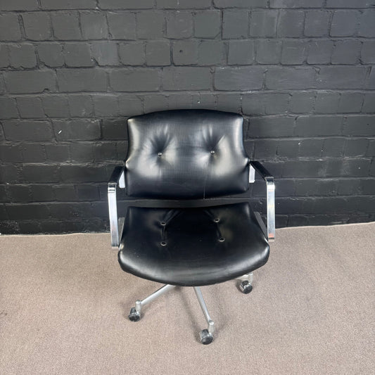 Girsberger Eurochair / Vintage Leder Bürostuhl mit Armlehnen