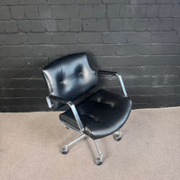 Girsberger Eurochair / Vintage Leder Bürostuhl mit Armlehnen