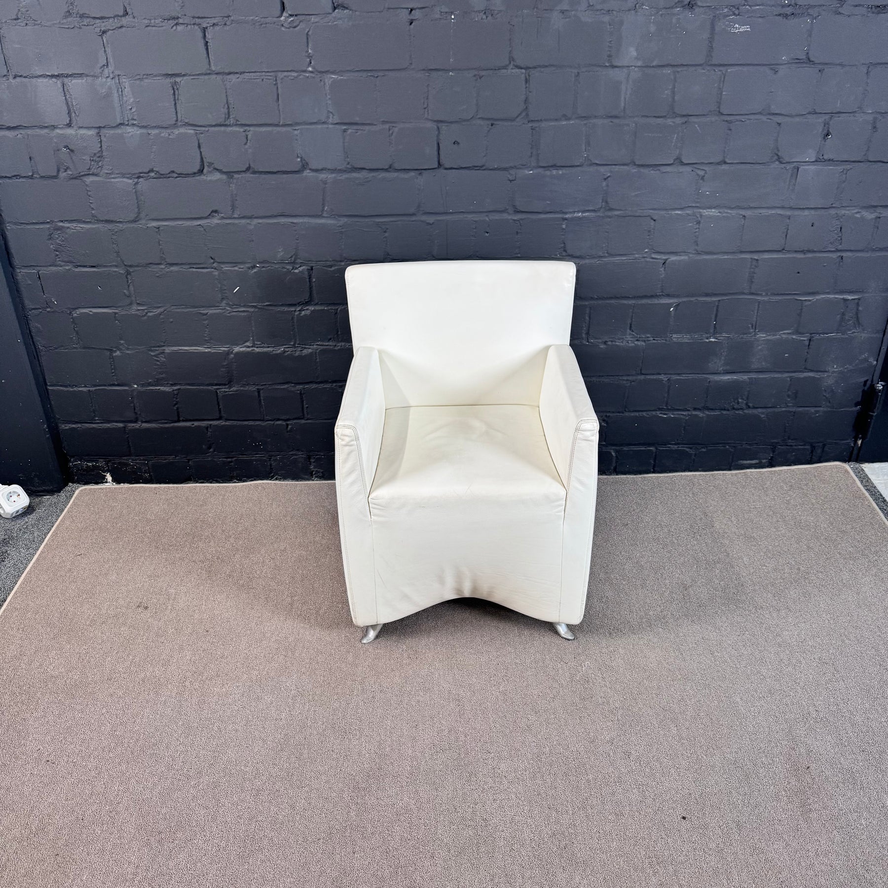 Baleri Italia Designer Sessel – Leder Weiß / Creme – Made in Italy