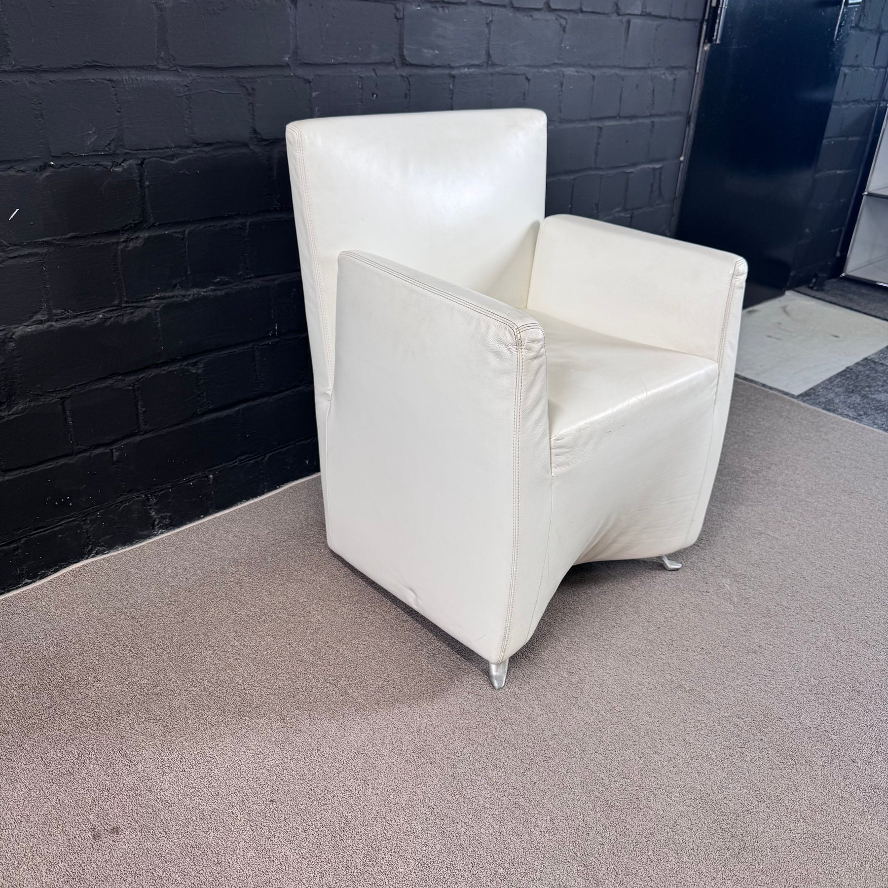 Baleri Italia Designer Sessel – Leder Weiß / Creme – Made in Italy