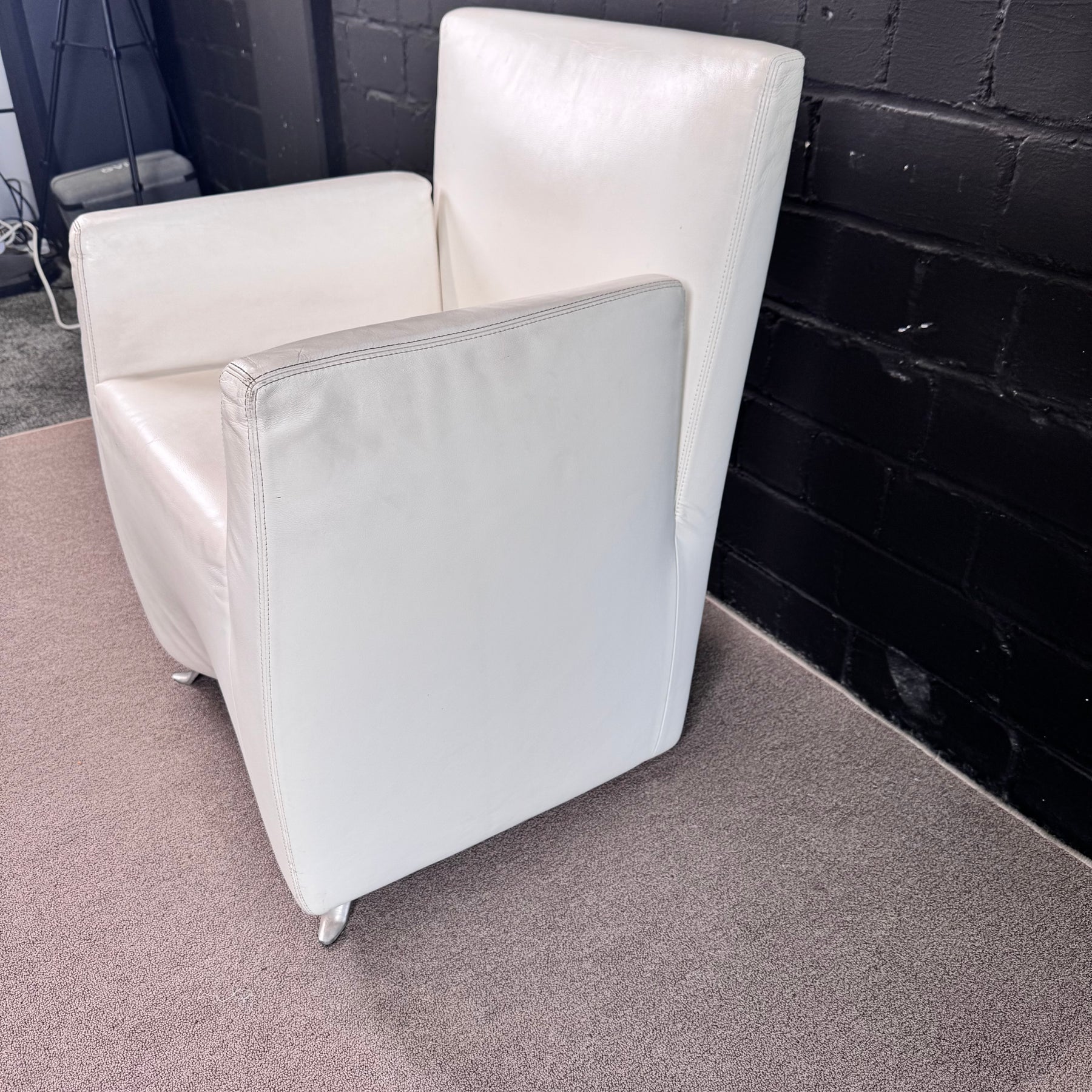 Baleri Italia Designer Sessel – Leder Weiß / Creme – Made in Italy