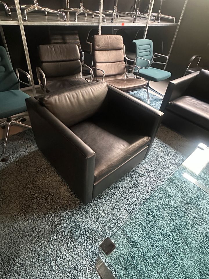 Pfister Sofa-Set 1-2-3er Leder Schwarz