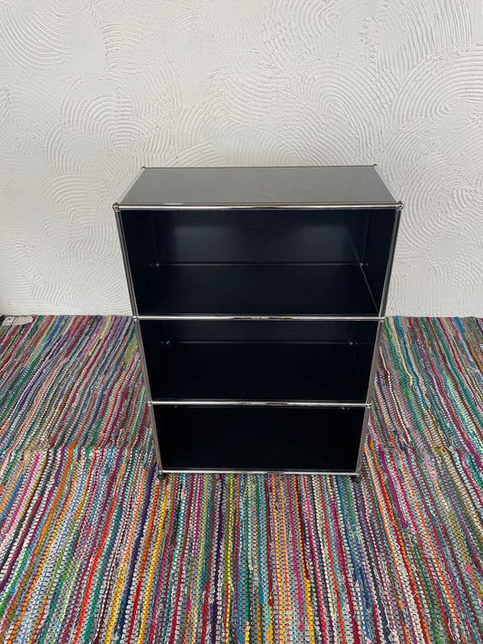 Sideboard Schwarz, 3 offene Fächer, 75×110 cm