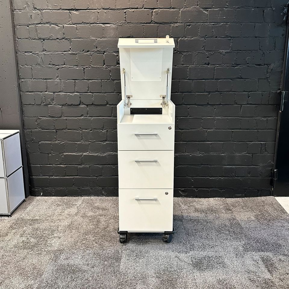 Rollcontainer mit 4 Schubladen, Holzplatte