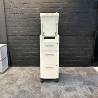 Rollcontainer mit 4 Schubladen, Holzplatte