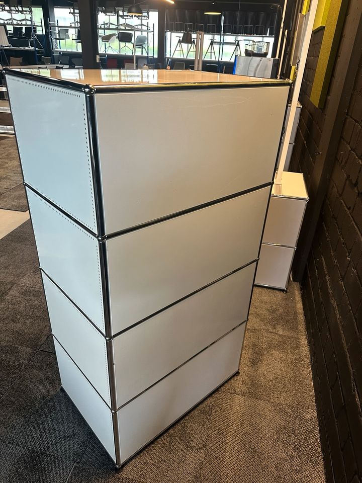Highboard Weiß, 4 offene Fächer, 77×145 cm