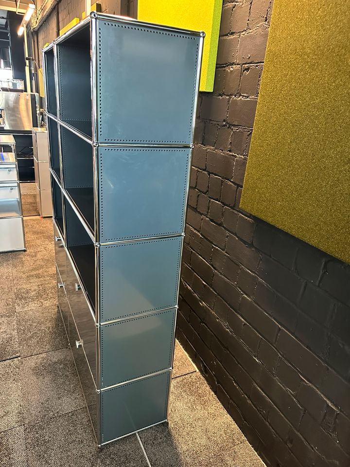 Highboard Anthrazit, 3 offene Fächer + 2 Klapptüren, 126×180 cm