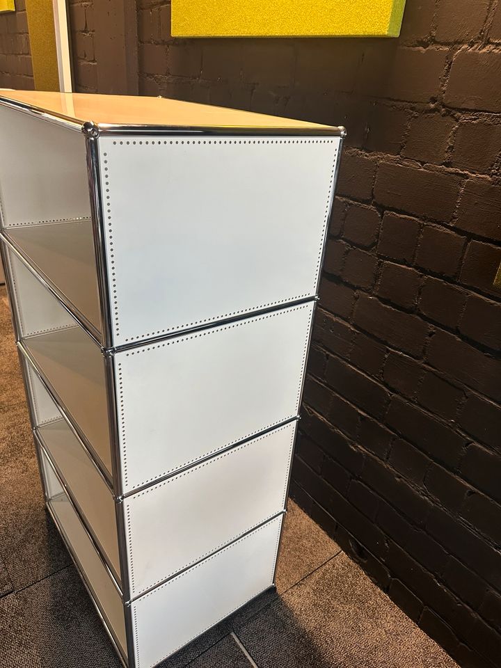 Highboard Weiß, 4 offene Fächer, 77×145 cm