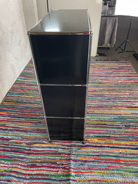 Sideboard Schwarz, 3 offene Fächer, 75×110 cm