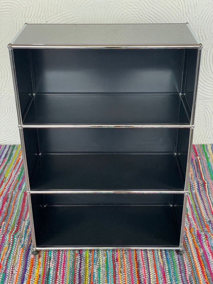 Sideboard Schwarz, 3 offene Fächer, 75×110 cm