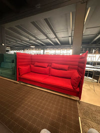 Vitra Alcove 3-Sitzer Highback Sofa Dunkelrot Chrom