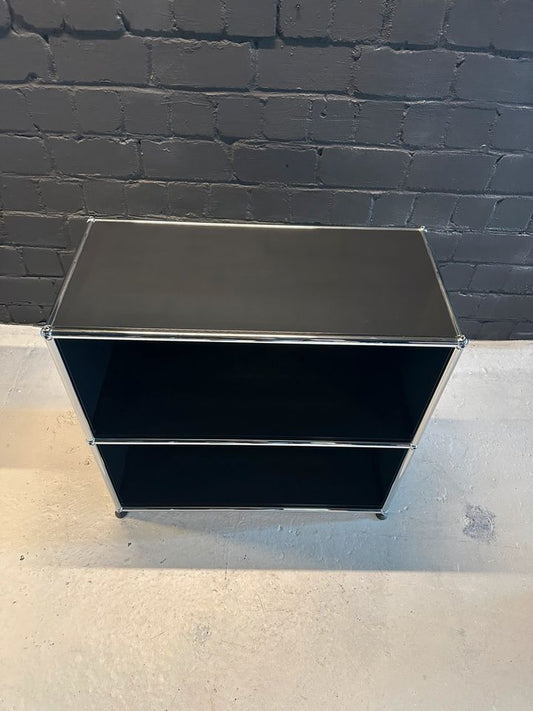 Sideboard Schwarz, 2 offene Fächer, 77×72 cm